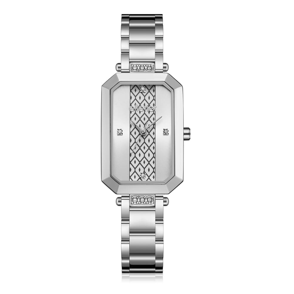 ‎ ساعة نسائية من اليتير بلون فضي